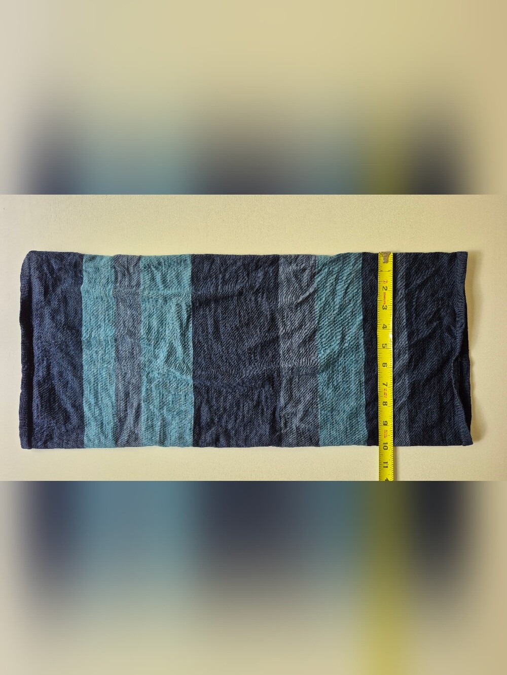 Merino Wool Blue Striped Neck Gaiter / Face Cover - Picture 3 of 10